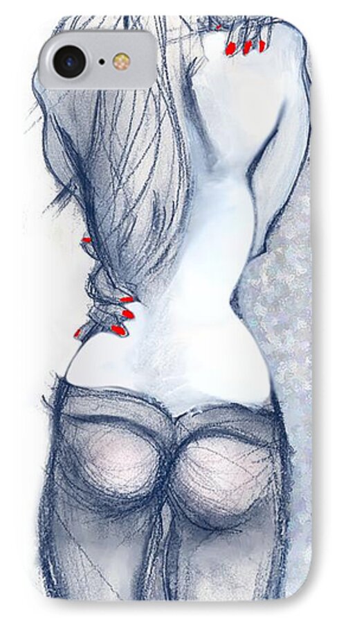 Nude iPhone 7 Case featuring the painting Madoka by Carolyn Weltman