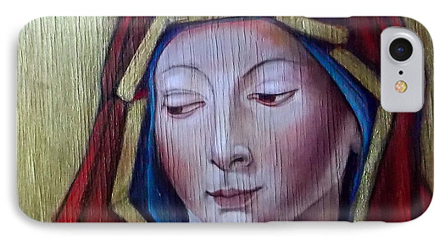 Blessed Virgin Mary iPhone 7 Case featuring the painting Madonna of Peace by Irena Mohr
