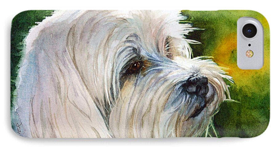 Maltese iPhone 7 Case featuring the painting Maltese by Bonnie Rinier