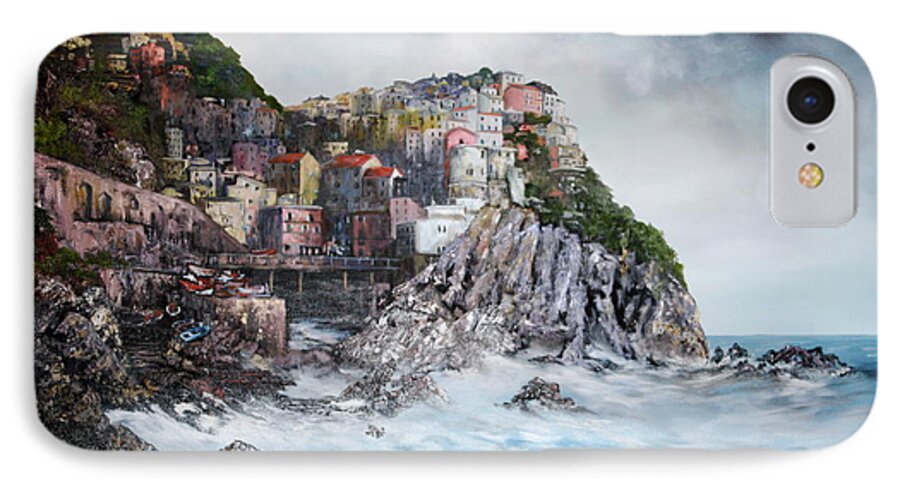 Manarola iPhone 7 Case featuring the painting Manarola Italy by Jean Walker