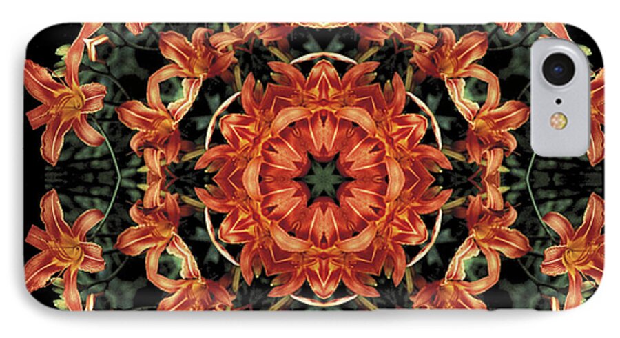 Mandala iPhone 7 Case featuring the photograph Mandala Daylily by Nancy Griswold