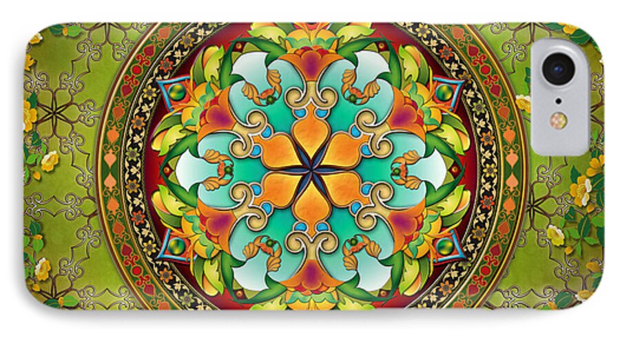 Mandala iPhone 7 Case featuring the painting Mandala Evergreen sp by Peter Awax
