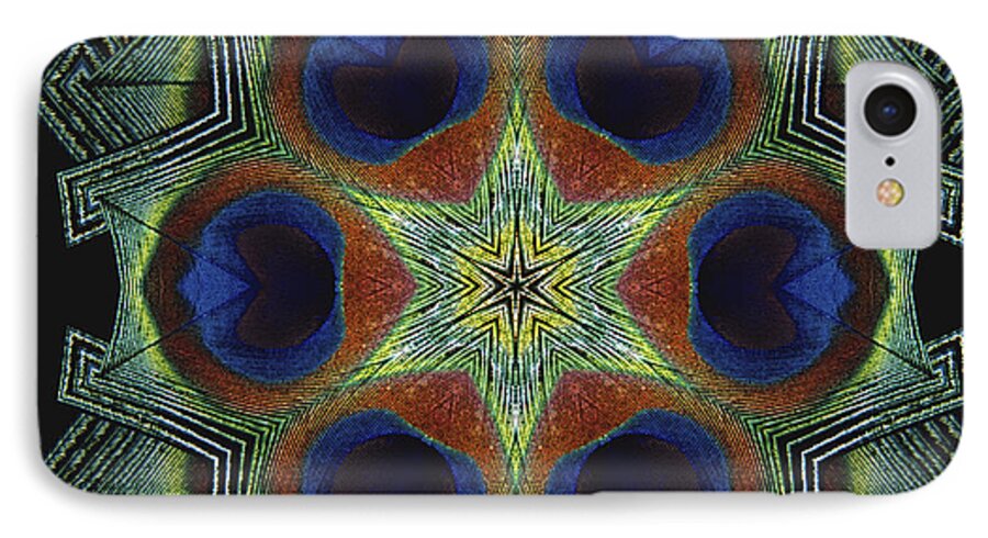 Mandala iPhone 7 Case featuring the digital art Mandala Peacock by Nancy Griswold