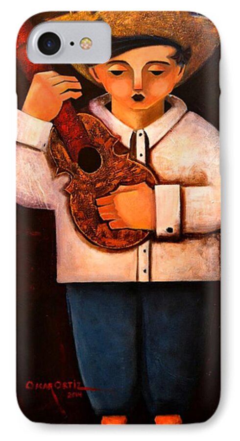 Jibarito iPhone 7 Case featuring the painting Manolito el cuatrista 1942 by Oscar Ortiz