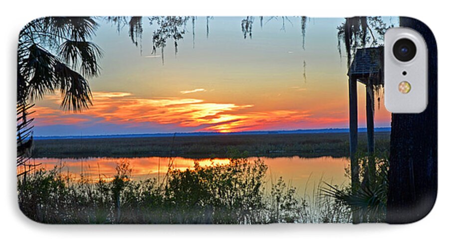 Sunset iPhone 7 Case featuring the photograph Marsh sunset by Frank Larkin