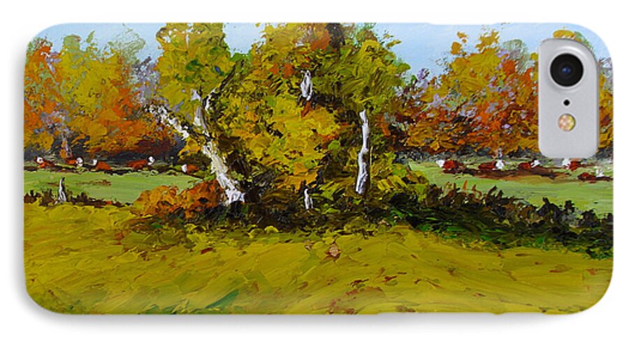 Landscape iPhone 7 Case featuring the painting Meadow in Autumn by Fred Wilson