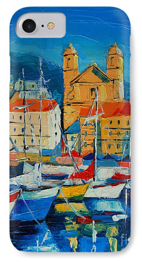 Mediterranean Harbor iPhone 7 Case featuring the painting Mediterranean Harbor by Mona Edulesco