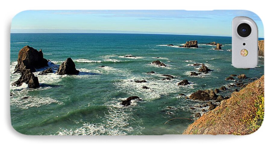 Waves iPhone 7 Case featuring the photograph Mendocino Rocks by Leigh Meredith