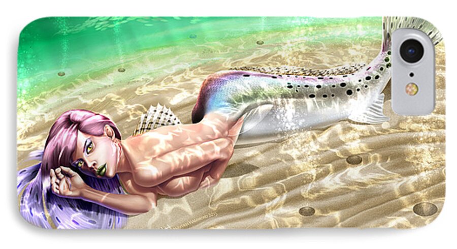 Mermaid iPhone 7 Case featuring the painting Mermaid - Speckled Trout by Hayden Hammond