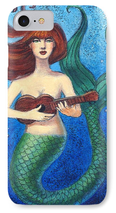 Mermaid.mermaid Art iPhone 7 Case featuring the painting Mermaid Ukulele Angels by Sue Halstenberg