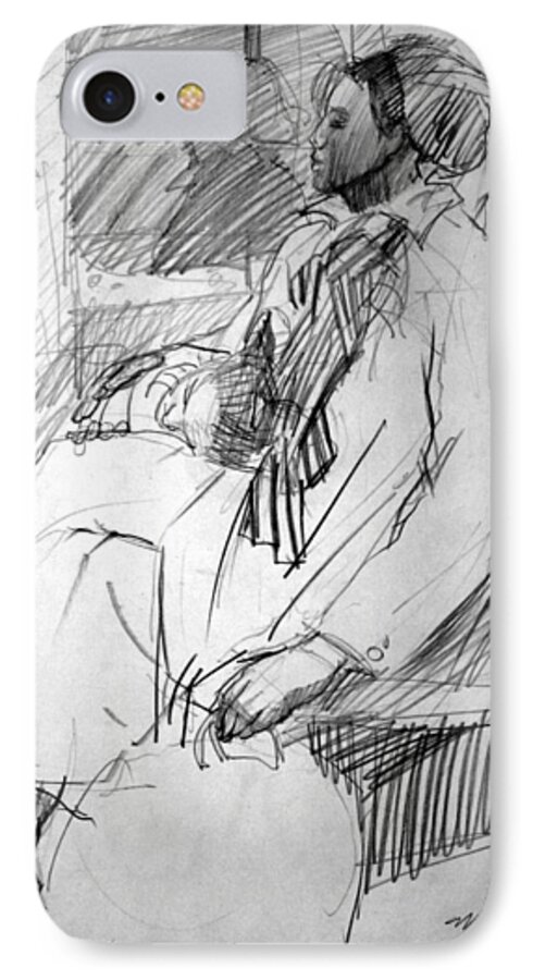 Mother And Child iPhone 7 Case featuring the drawing Metro Mother and Child by Mark Lunde