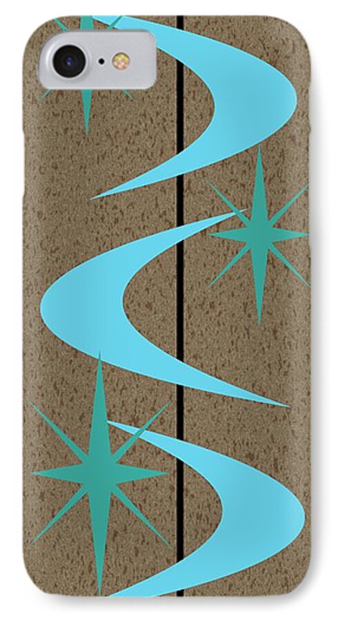 Turquoise iPhone 7 Case featuring the digital art Mid Century Modern Shapes 2 by Donna Mibus