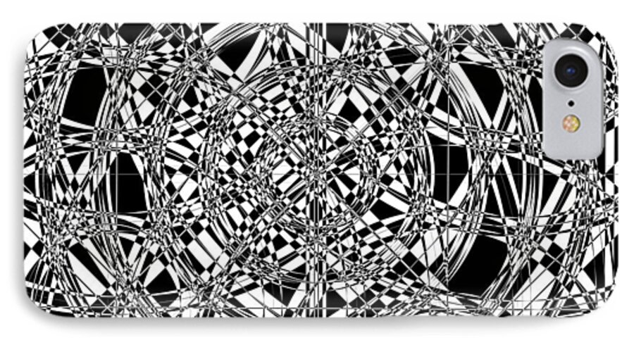 Abstract iPhone 7 Case featuring the digital art B W Sq 7 by Mike McGlothlen