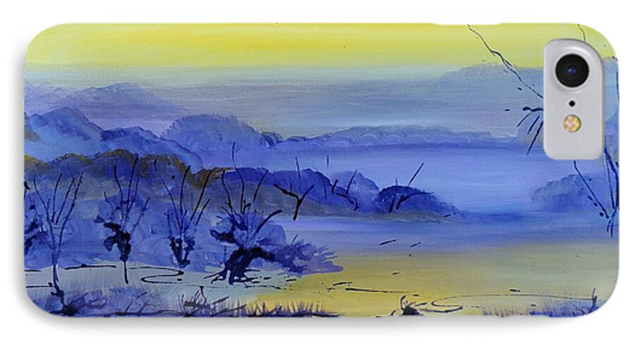 Landscape Paintings iPhone 7 Case featuring the painting Misty Valley by Lyn Olsen