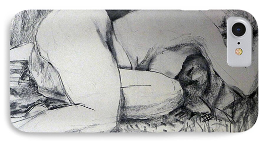 Model Lying Down iPhone 7 Case featuring the drawing Model-at-Rest by Joan Jones
