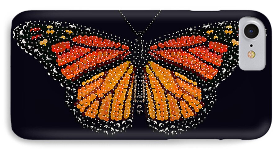 Monarch Butterfly iPhone 7 Case featuring the digital art Monarch Butterfly Bedazzled by R Allen Swezey