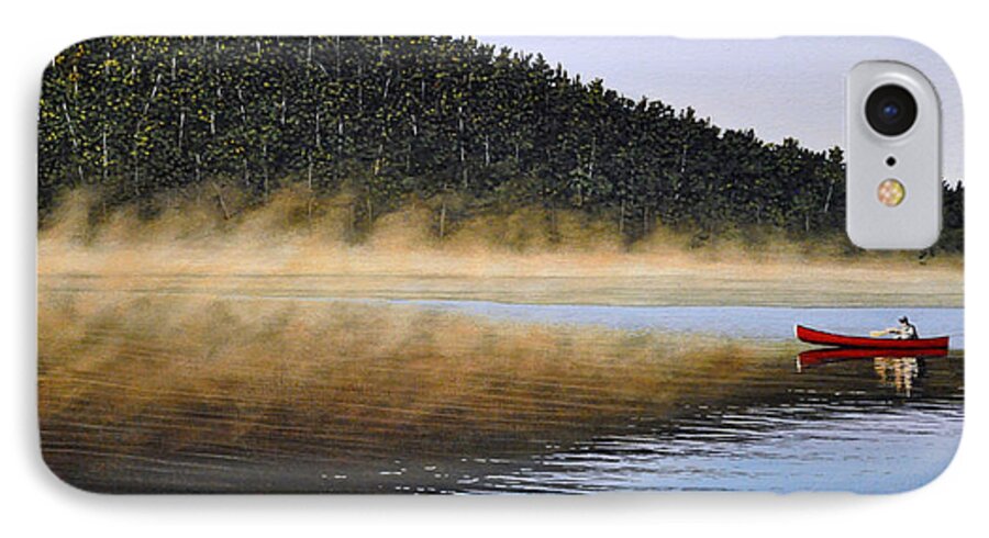 Lake iPhone 7 Case featuring the painting Moose Lake Paddle by Kenneth M Kirsch