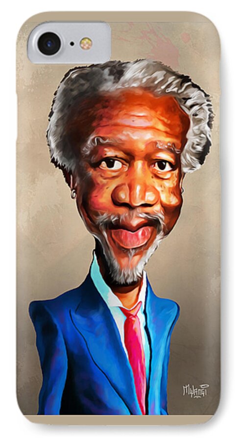 Movie iPhone 7 Case featuring the painting Morgan Freeman by Anthony Mwangi