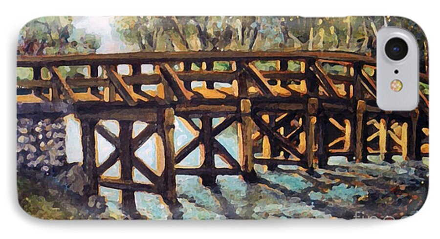 Concord iPhone 7 Case featuring the painting Morning at the Old North Bridge by Rita Brown