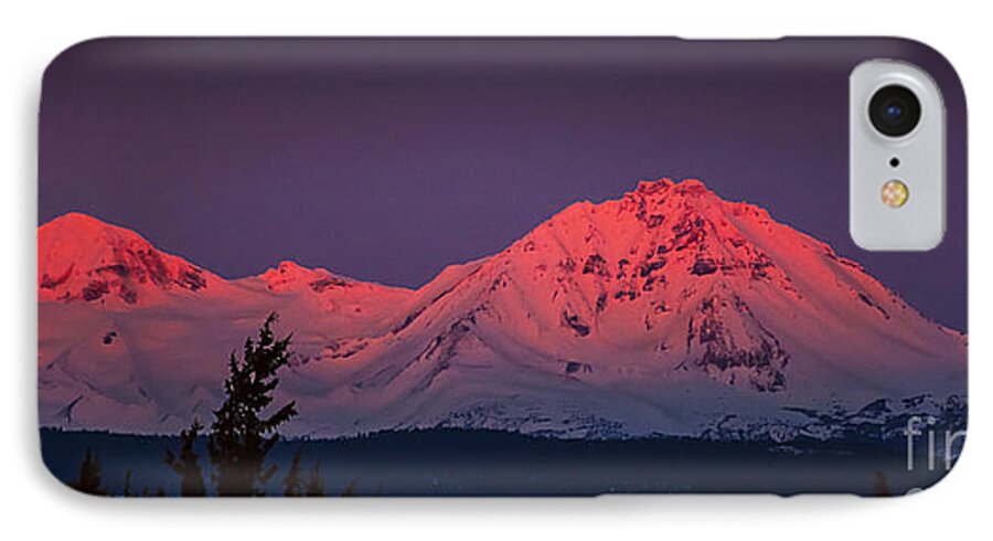 Three Sisters Sunrise Mountain Photographs iPhone 7 Case featuring the photograph Morning Dawn on Two Of Three Sisters Mountain Tops In Oregon by Jerry Cowart