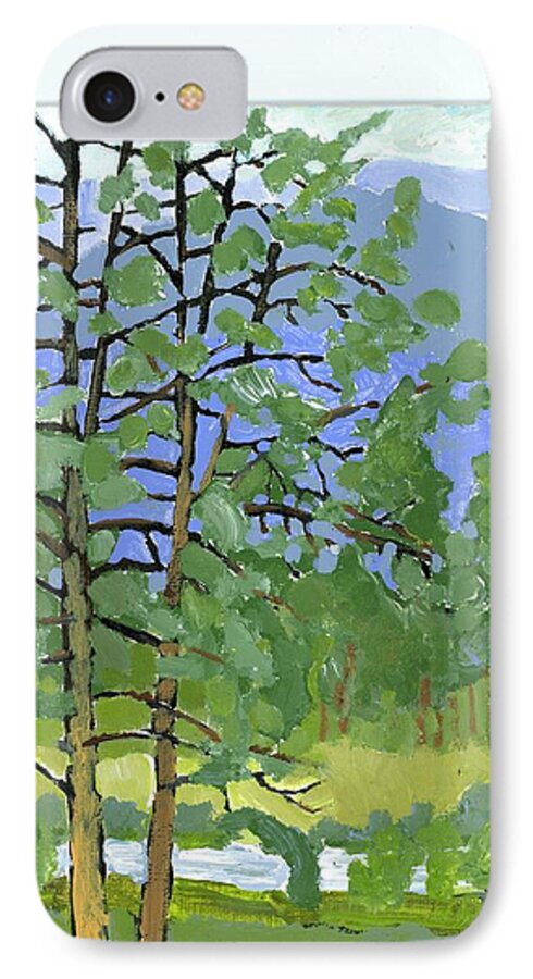 Landscape iPhone 7 Case featuring the painting Morning in the hills by Rodger Ellingson