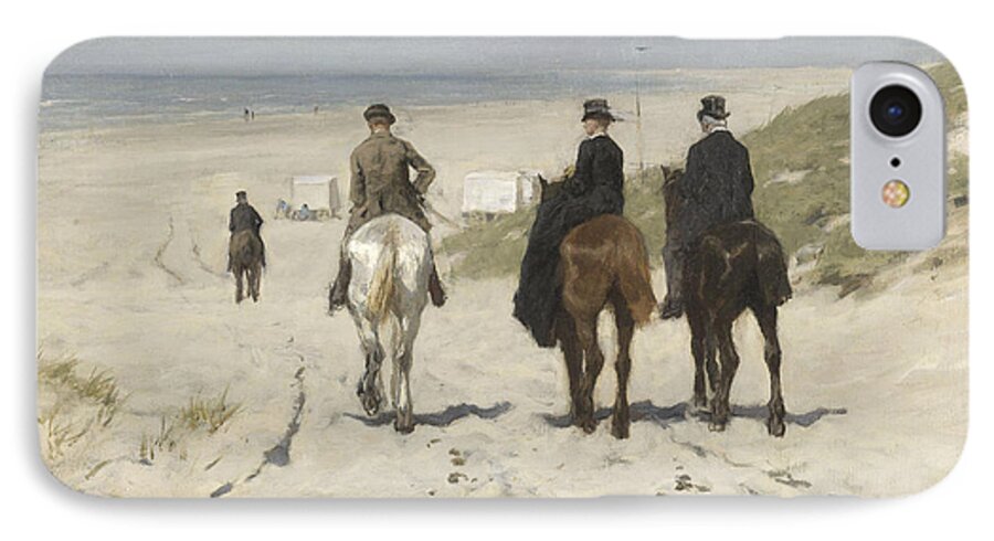 Anton Mauve iPhone 7 Case featuring the painting Morning Ride Along the Beach by Anton Mauve