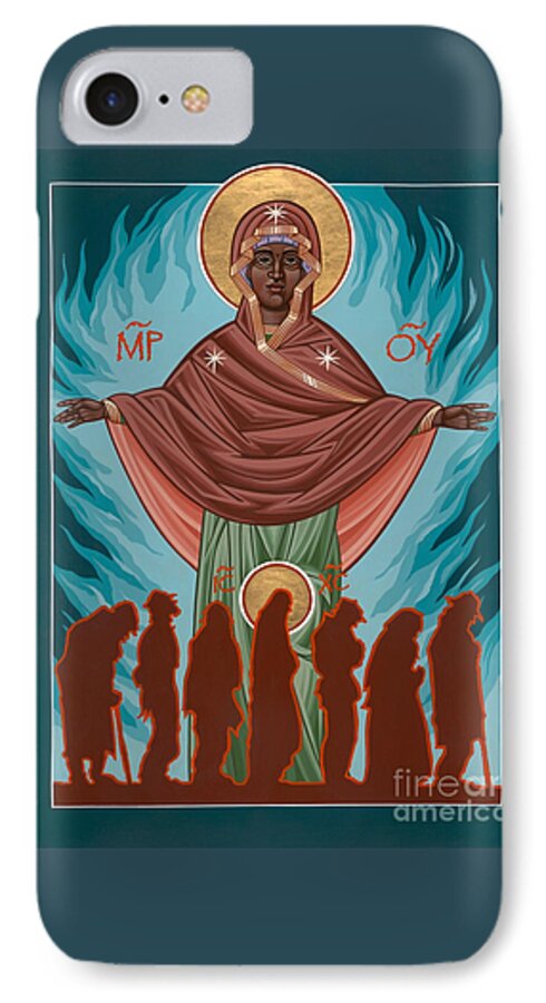 Andrew Harvey iPhone 7 Case featuring the painting Mother of Sacred Activism with Eichenberg's Christ of the Breadline by William Hart McNichols