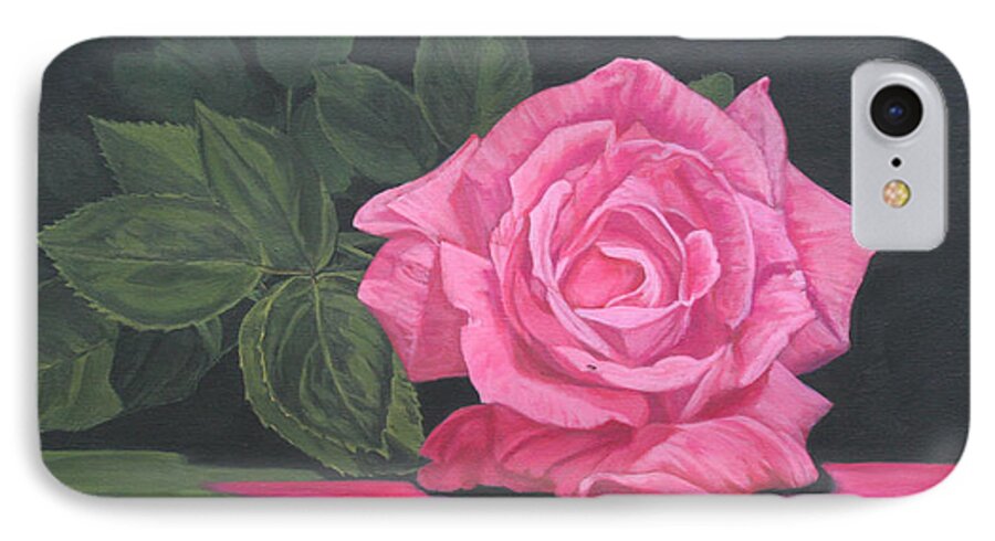 Rose iPhone 7 Case featuring the painting Mothers Day Rose by Wendy Shoults