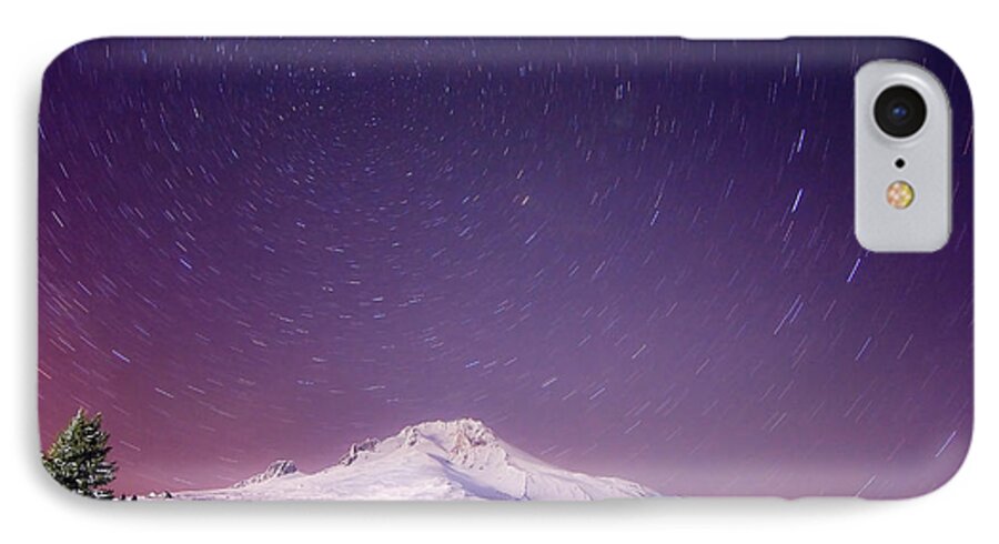  Snowfall iPhone 7 Case featuring the photograph Mount Hood and Stars by Darren White