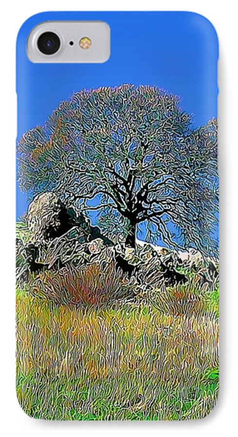 Mt. Diablo iPhone 7 Case featuring the digital art Mt. Diablo Oak Tree by Wernher Krutein
