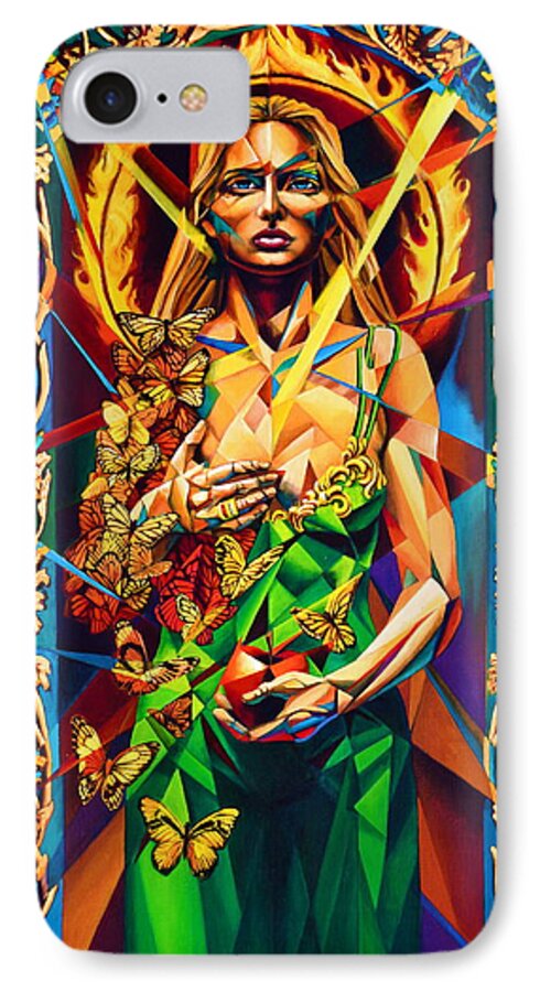 Girl iPhone 7 Case featuring the painting Muse Autumn by Greg Skrtic