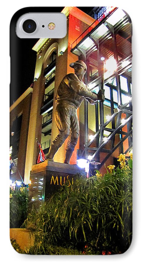 Baseball iPhone 7 Case featuring the photograph Musial Statue at Night by John Freidenberg