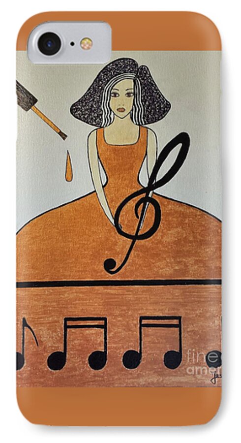 Music iPhone 7 Case featuring the painting Music lover by Jasna Gopic