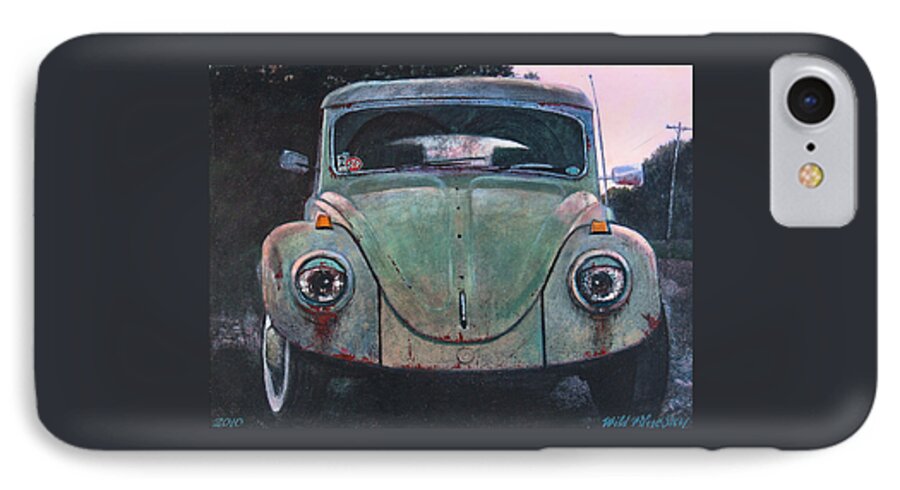 Vw iPhone 7 Case featuring the painting My Bug by Blue Sky