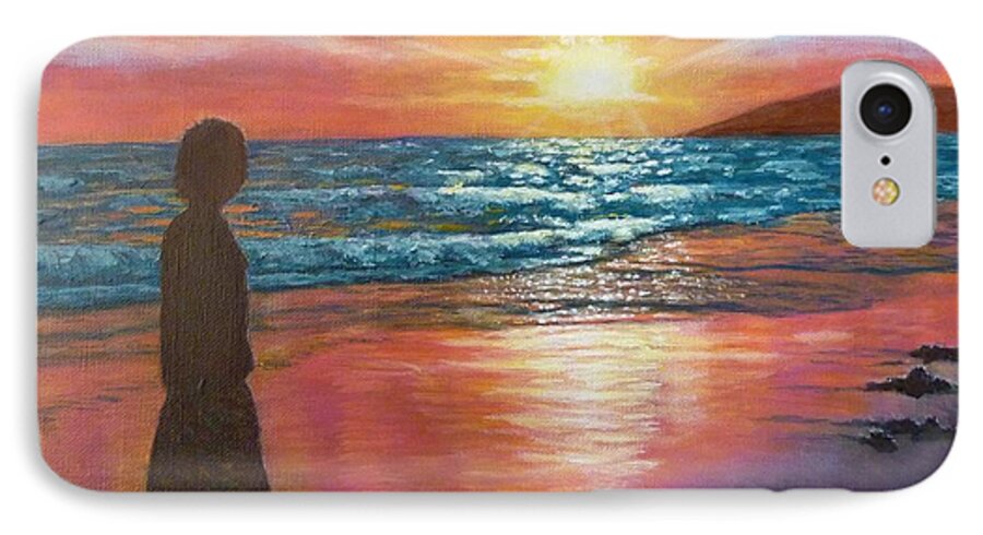 Sunset iPhone 7 Case featuring the painting My SONset by Amelie Simmons