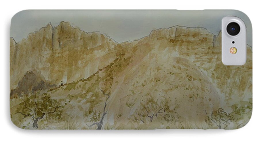 Guadalupe Mountains National Park iPhone 7 Case featuring the painting Near the campsite by Joel Deutsch