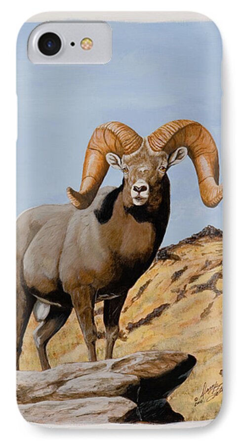 Nevada iPhone 7 Case featuring the painting Nevada California Bighorn by Darcy Tate