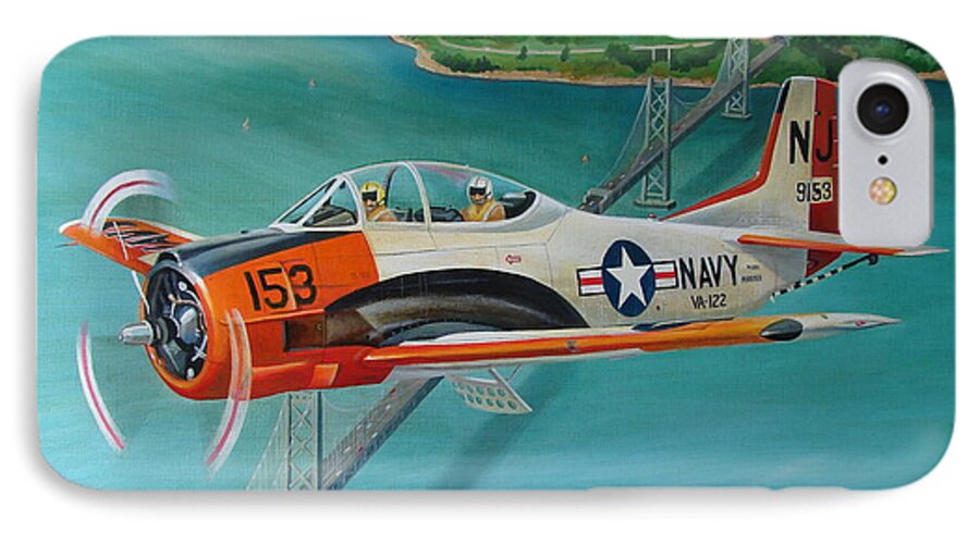 Aviation iPhone 7 Case featuring the painting North American T-28 Trainer by Stuart Swartz