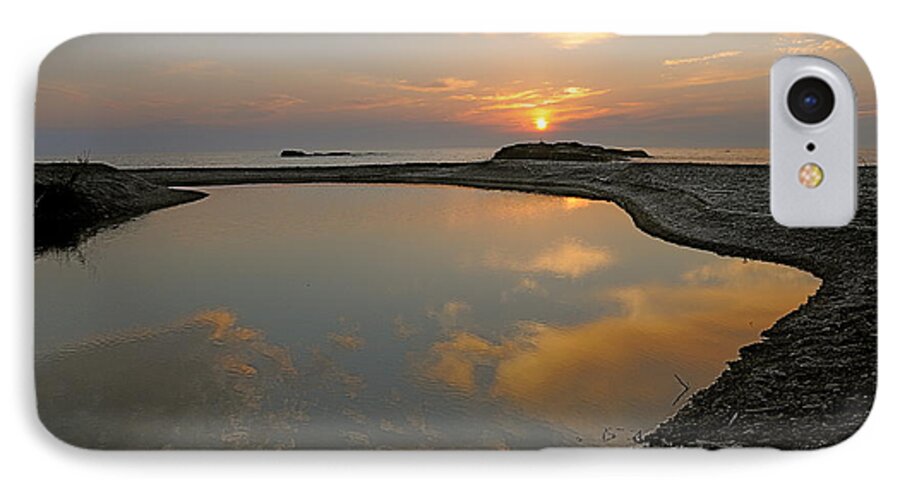 November Sunrise iPhone 7 Case featuring the photograph November sunrise-Lake Superior by Sandra Updyke