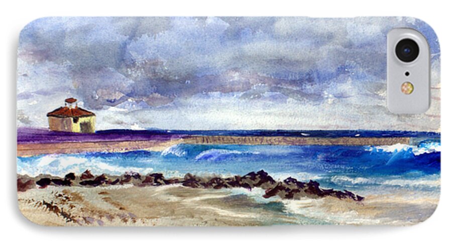  Plein Air Artists iPhone 7 Case featuring the painting Ocean Inlet Beach in Boynton Beach by Donna Walsh