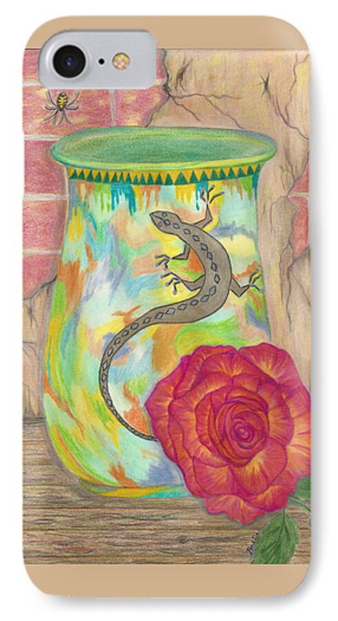 Crock iPhone 7 Case featuring the painting Old Crock and Rose by Bertie Edwards