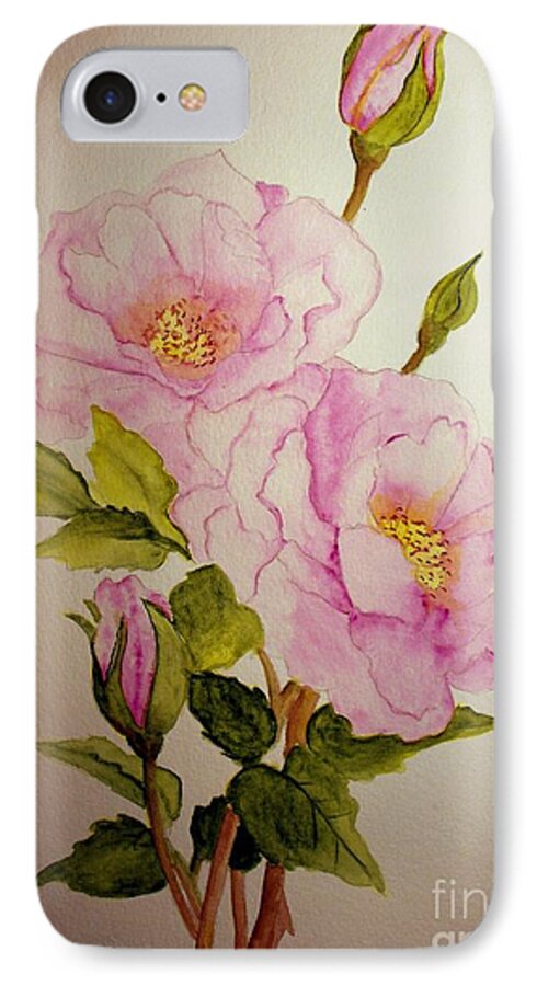 Roses iPhone 7 Case featuring the painting Old Roses from the garden by Carol Grimes