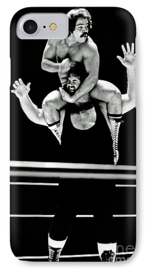 Old School Wrestling iPhone 7 Case featuring the photograph Old School Wrestling Piggyback Ride by Mando Guerrero by Jim Fitzpatrick