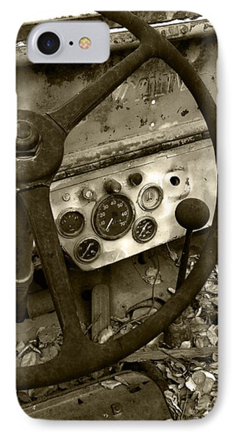 Steering Wheel iPhone 7 Case featuring the photograph Old truck 1 by Micah May