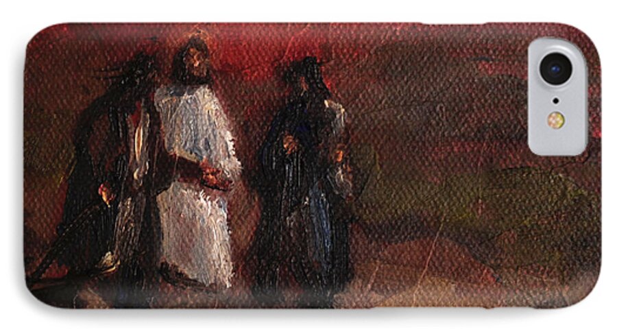 Jesus iPhone 7 Case featuring the painting On the Road to Emmaus by Carole Foret