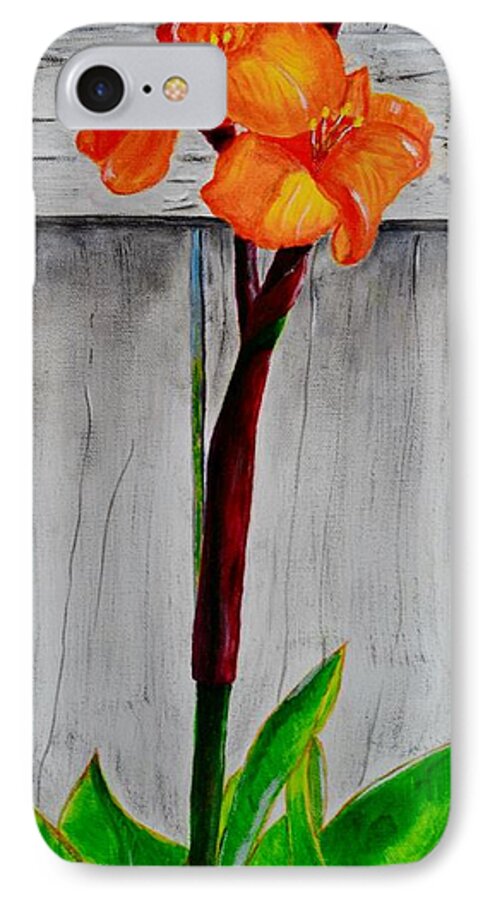 Flower iPhone 7 Case featuring the painting Orange Canna Lily by Melvin Turner