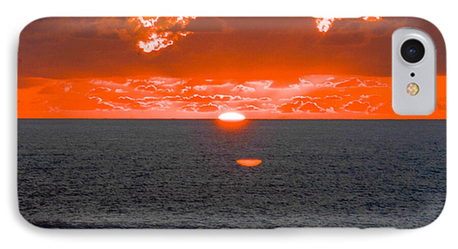 2014 iPhone 7 Case featuring the photograph Orange Ocean Sunset 2 by RobLew Photography