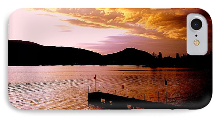 Sunset iPhone 7 Case featuring the photograph Orange Sunset Skaha Lake by Guy Hoffman