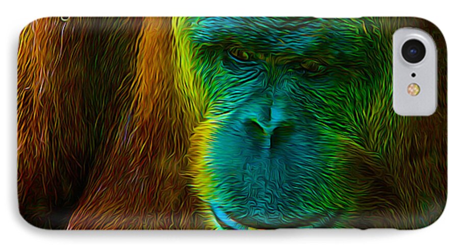 Digital iPhone 7 Case featuring the digital art Orangutan by Mark Van Martin