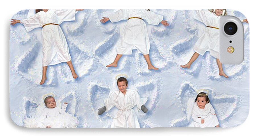 Christmas Snow Angels iPhone 7 Case featuring the photograph Our Christmas Snow Angels by Doug Kreuger